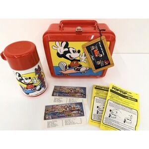 NOS Vintage 1986 Aladdin Mickey Mouse Lunch Box & Thermos w/ Tag & Inserts